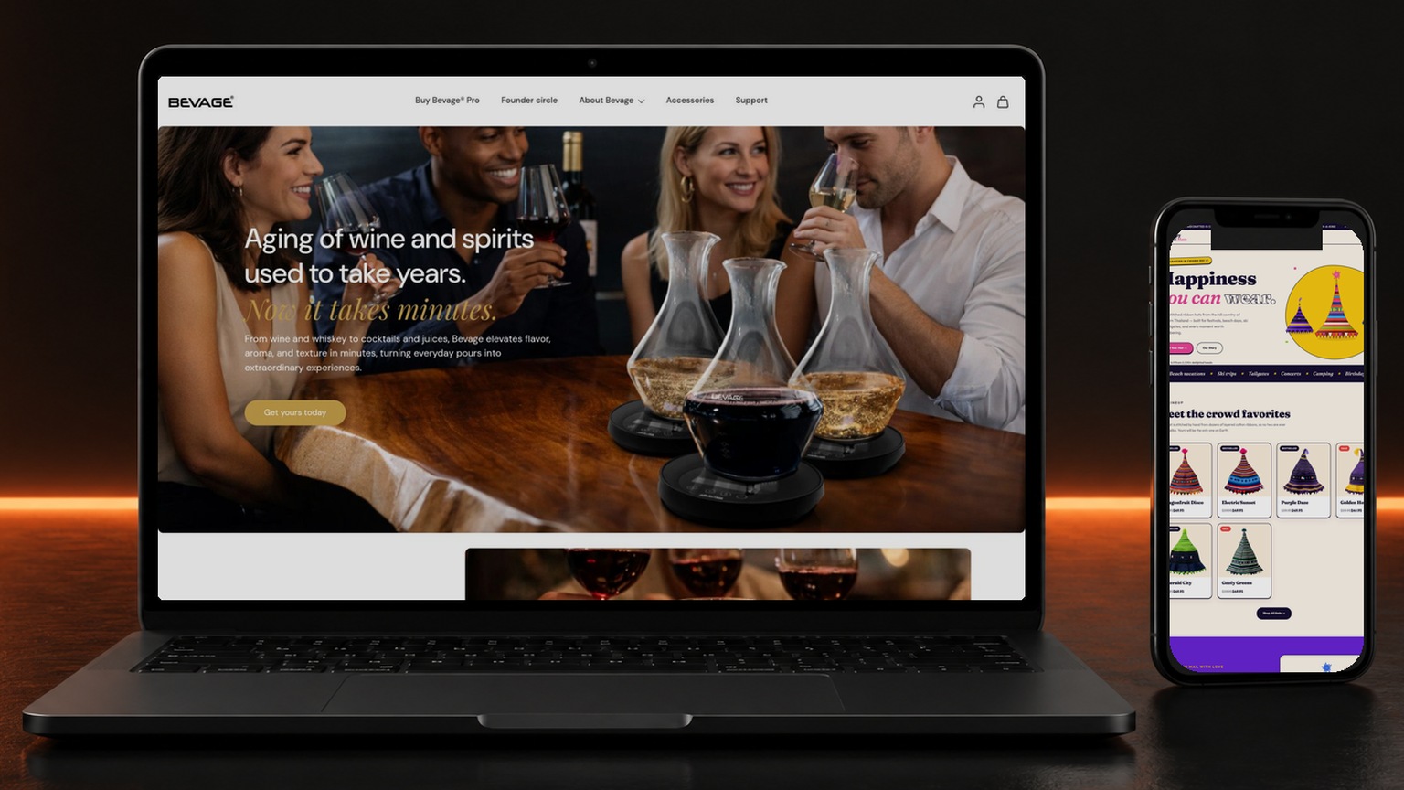 Premium laptop en telefoon met echte Brinkenberg-websites